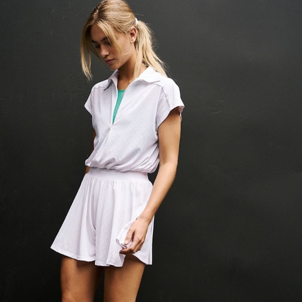 Free People Lavender Romper with Teal Underlay